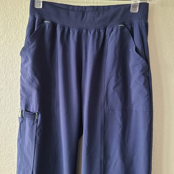 Scrub Star Women's Small 24.5 X 29.5 Scrub Pants Elastic Waist Pockets Blue Logo - Picture 5 of 10